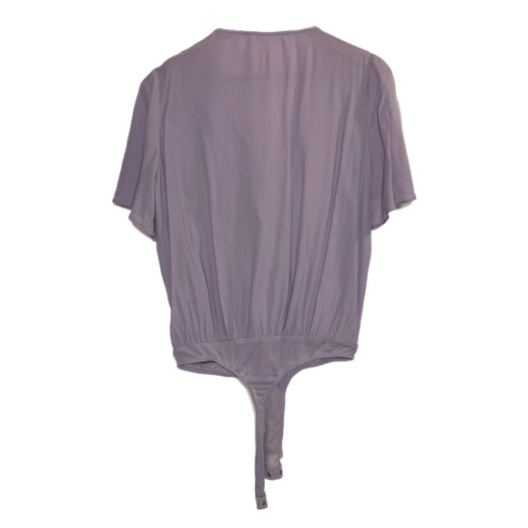 ASTR the label lavender tie front flutter sleeve bodysuit - Picture 2 of 5